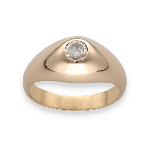 Bague 54 Bague Jonc Anglais en or jaune avec un diamant 58 Facettes
