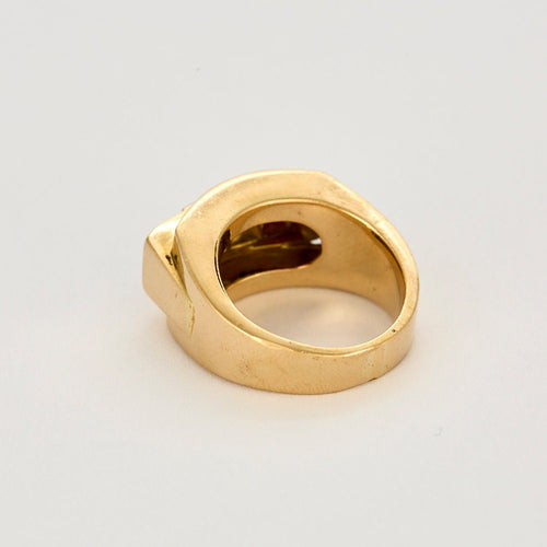 Bague 55,5 Bague tank or jaune et gris, diamants et rubis de synthèse 58 Facettes ALE42292