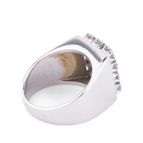 Bague 54 Bague chevalière Vintage Rectangulaire Or Gris Diamants 58 Facettes 1