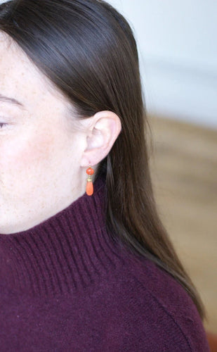 Boucles d'oreilles Boucles d'Oreilles Gouttes Corail 58 Facettes
