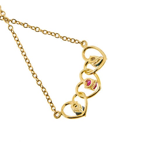 Collier Collier coeur or jaune saphirs et rubis 58 Facettes 33948