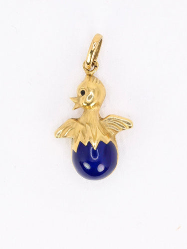 Pendentif Pendentif charms vintage oiseau or jaune email bleu 58 Facettes 1099.12