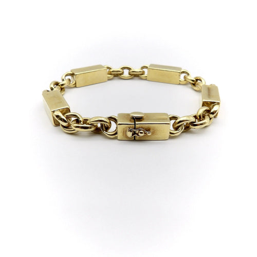 Bracelet Bracelet vintage en or 18 carats avec barres et maillons alternés 58 Facettes