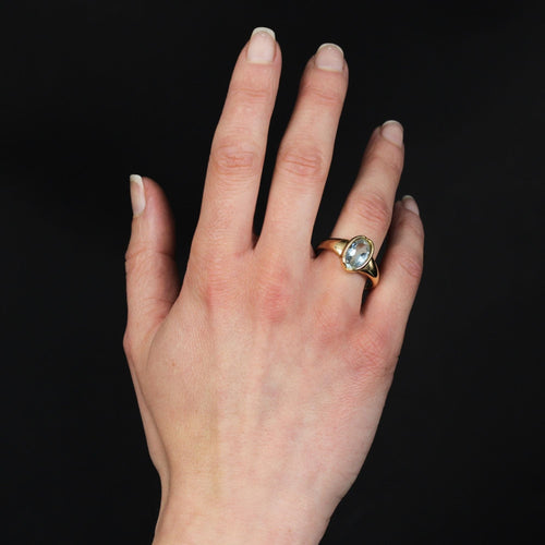 Bague 60 Bague aigue-marine en or jaune 58 Facettes 12-208
