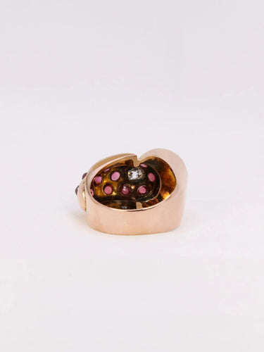 Bague 54.5 Bague tank or rose diamant grenats 58 Facettes J369