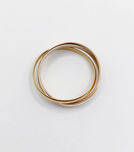 Bague 56 Bague alliance entremêlée trois or 18k finement ciselée à motifs de croisillons vintage 58 Facettes A04788