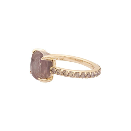 Bague 52 Bague Pomellato, "Baby" or rose, quartz rose et diamants bruns. 58 Facettes 34946