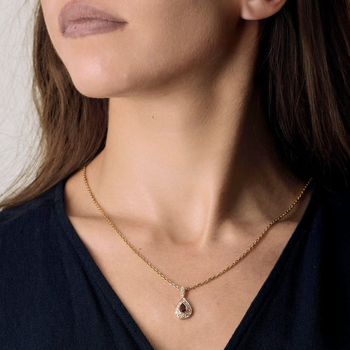 Pendentif Pendant en or jaune, rubis et diamants 58 Facettes GU299X2