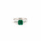Bague 53 Bague en or blanc émeraude de Colombie et diamants princesses 58 Facettes