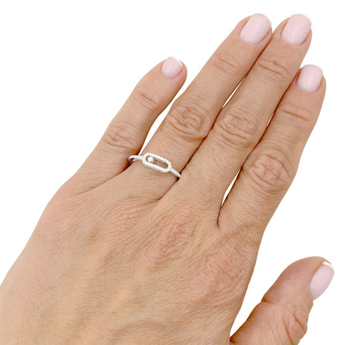 Bague 54 Bague Messika, "Move Uno Pavé", or blanc et diamants. 58 Facettes 34888