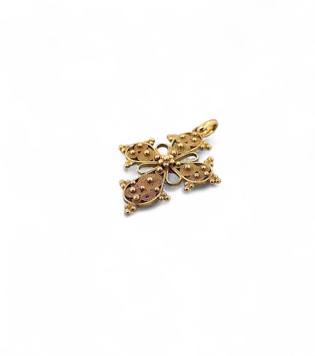 Pendentif Pendentif croix vintage en or jaune 18 carats 58 Facettes