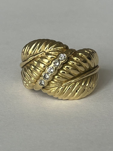 Bague 51 Bague Feuillage Or Jaune Diamants 58 Facettes LOT 6136