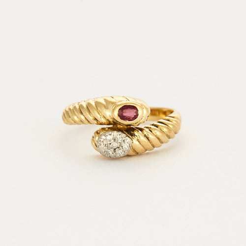 Bague 52.5 Bague Toi & Moi or jaune rubis et diamants 58 Facettes