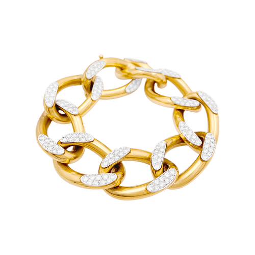 Bracelet Bracelet gourmette vintage or rose, or blanc, diamants. 58 Facettes 34623