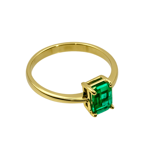 Bague 56 Bague en or jaune ornée d'une émeraude colombienne 58 Facettes 50302