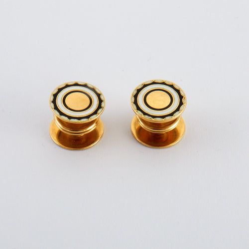 Boutons de manchette Boutons de Manchette Anciens Or Email 58 Facettes