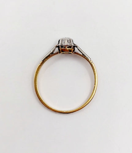 Bague solitaire art deco or 18k diamant de 0,15 carats 58 Facettes A05975