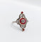 Bague 51 Bague marquise Art déco en platine, diamants taille ancienne et rubis synthétiques 58 Facettes A06548