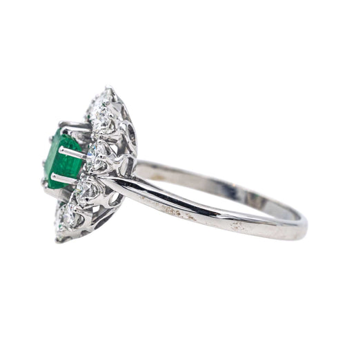 Bague 54 Bague  Pompadour  Or blanc Emeraude, Diamant 58 Facettes 3747899CN