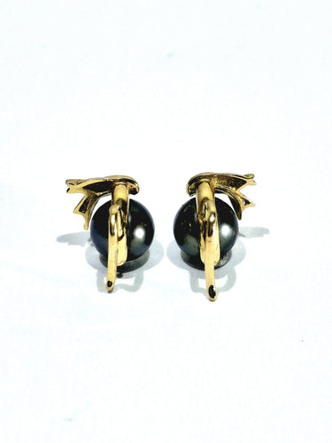 Boucles d'oreilles Boucle d'oreilles or jaune et Perles de Tahiti 58 Facettes