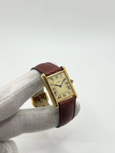 Montre Cartier - Montre Tank Must Vermeil grand modèle en vermeil et argent 58 Facettes