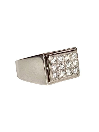 Bague 47 Bague Chevalière or gris diamants 58 Facettes