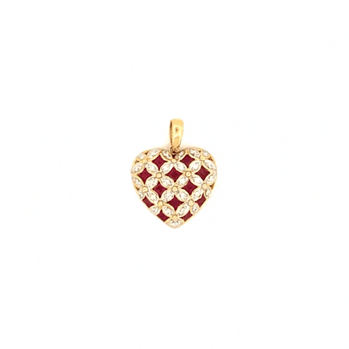 Collier Pendentif Cœur - Diamants & Rubis 58 Facettes