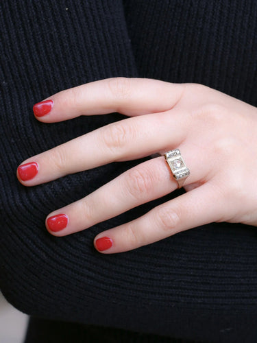 Bague 55 Bague Art Deco or diamants taille rose 58 Facettes J193
