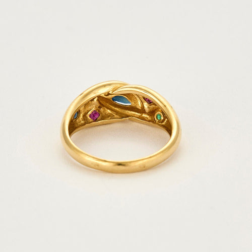 Bague 52,5 Bagur or jaune, saphir, rubis et émeraudes 58 Facettes CHA0576