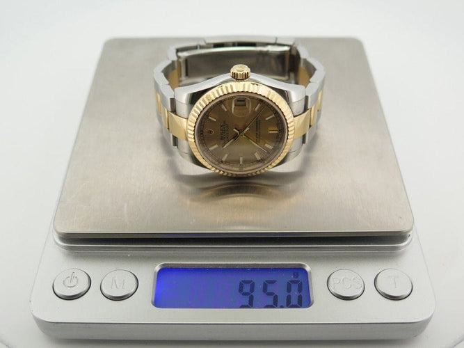 Montre montre ROLEX datejust champagne 178273 31 mm or & acier automatique 58 Facettes 249203