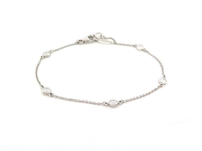 Bracelet bracelet TIFFANY & CO  by the yard en platine 5 diamants 1 ct 58 Facettes 265942