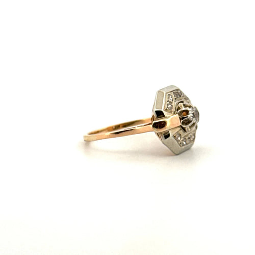 Bague 52 Bague Art-Déco or jaune et blanc et diamant 58 Facettes 64-GS35367