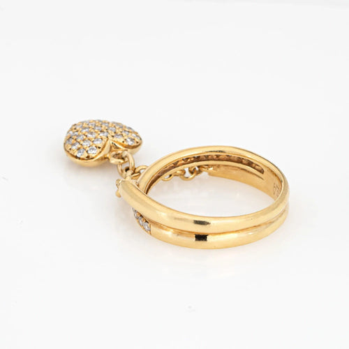 Bague Bague à breloque en forme de cœur en diamant, anneau en or jaune 18 carats, taille 7, bijou fin 58 Facettes G13479