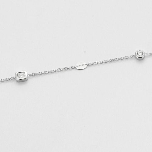 Collier Collier or blanc chaine alternée de diamants 58 Facettes 3674