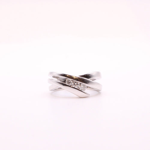 Bague Bague trilogie de diamants  sertis sur or blanc 58 Facettes