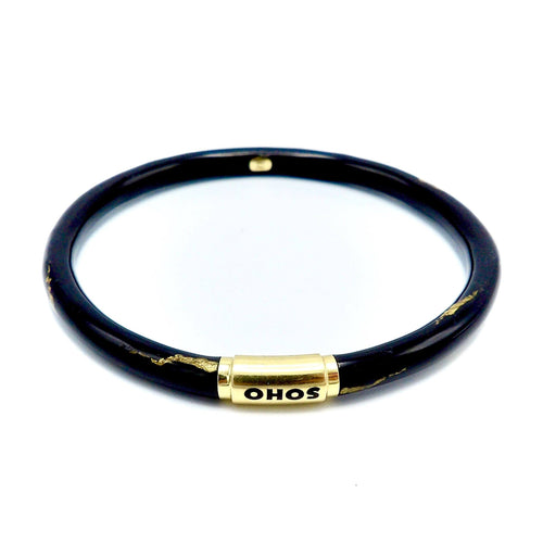 Bracelet SOHO 18K Gold Black Enamel Calligraphic Stripe Bangle Bracelet 58 Facettes