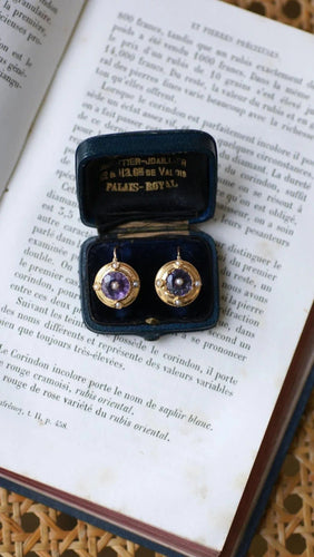Boucles d'oreilles Boucles d'Oreilles Améthystes et Perles sur Or Jaune 58 Facettes