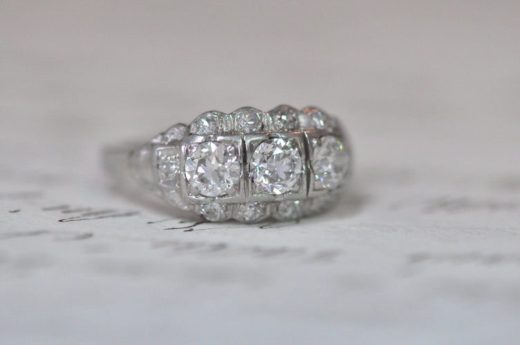 Bague 55 Bague géorgienne en platine et diamant 58 Facettes