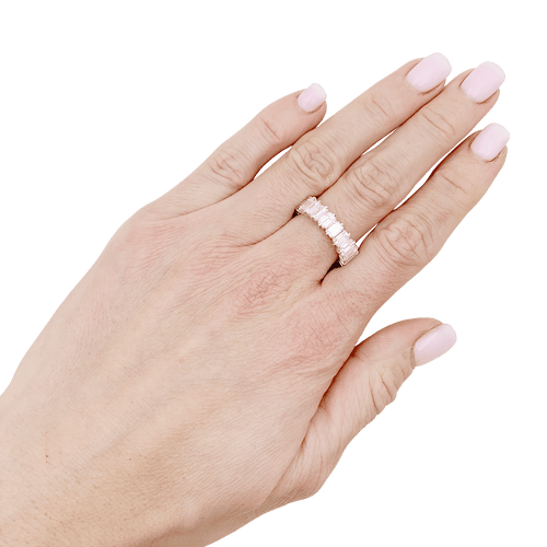 Bague 55 Alliance or blanc, diamants taille émeraude. 58 Facettes 34381