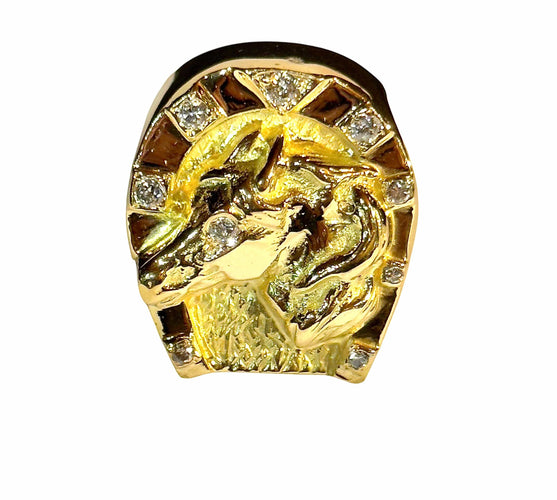 Bague 66 Bague or jaune et diamants , Fer à cheval 58 Facettes