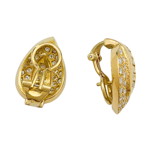 Boucles d'oreilles Boucles d'oreilles "Feuilles" en or jaune et diamants. 58 Facettes 34088