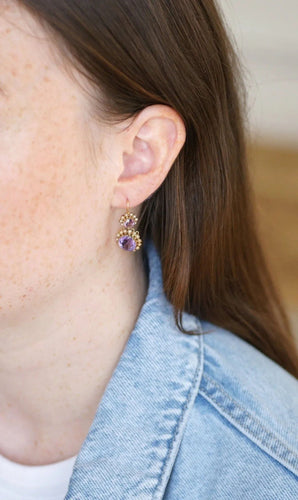 Boucles d'oreilles Boucles d'Oreilles Améthystes et Perles Or Rose 58 Facettes