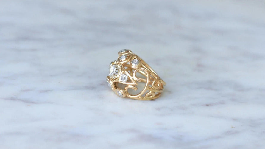 Bague 49.5 Bague Boule cocktail fil or rose riamants 58 Facettes