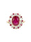 Bague 51 Bague marguerite vintage or jaune diamants rubis ovale 2,2 ct 58 Facettes J381