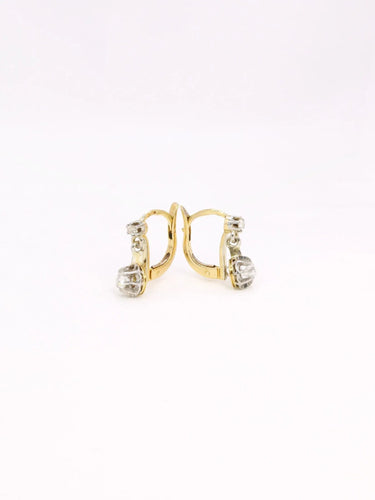 Boucles d'oreilles Dormeuses anciennes diamants 0,40 ct 58 Facettes J452