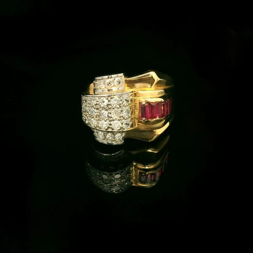 Diamond Tank ring circa 1940 58 Facettes