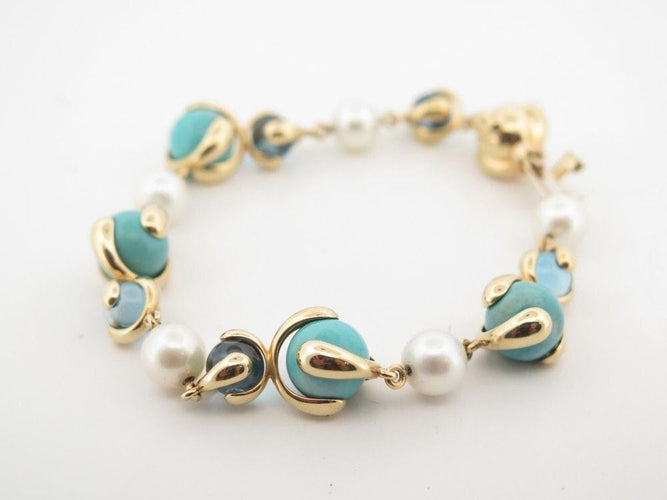 Bracelet bracelet MARINA B cardan or jaune et pierres turquoises 58 Facettes 259151