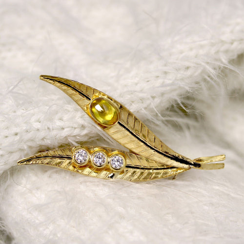 Broche Broche double feuille en or 58 Facettes CVBR85