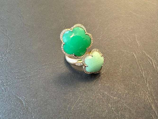 Bague 55 PASQUALE BRUNI - Bague Bon Ton or rose, diamants, chrysophrase. 58 Facettes