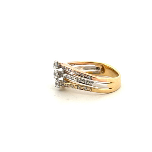 Bague Trilogie Or Jaune 18k & Diamants